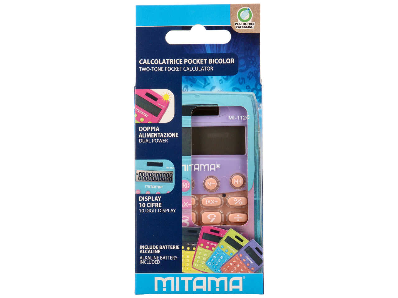 Calcolatrice pocket trendy dual power 10cifre 11x7cm