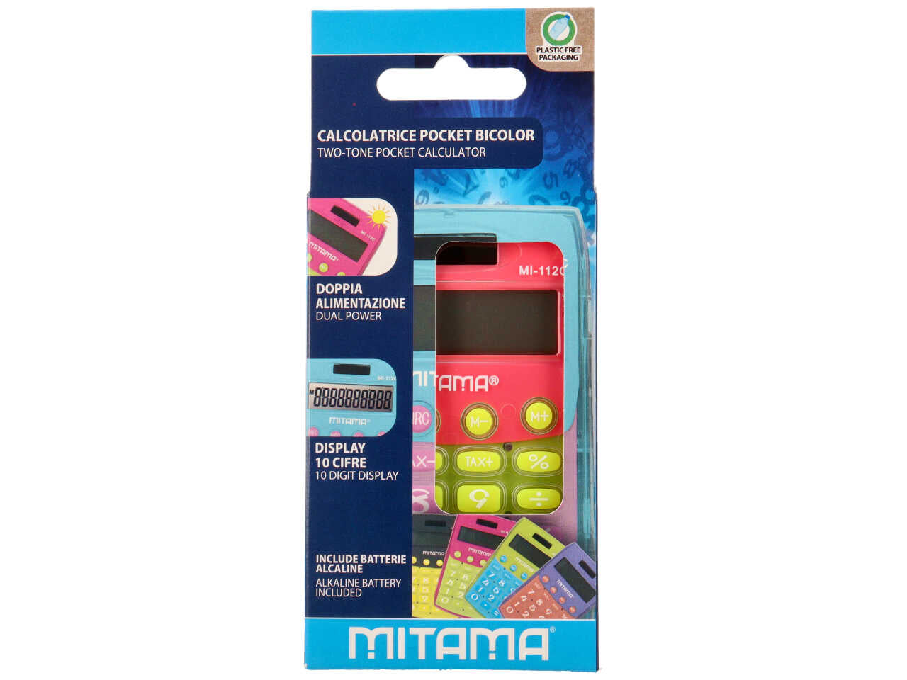 Calcolatrice pocket trendy dual power 10cifre 11x7cm