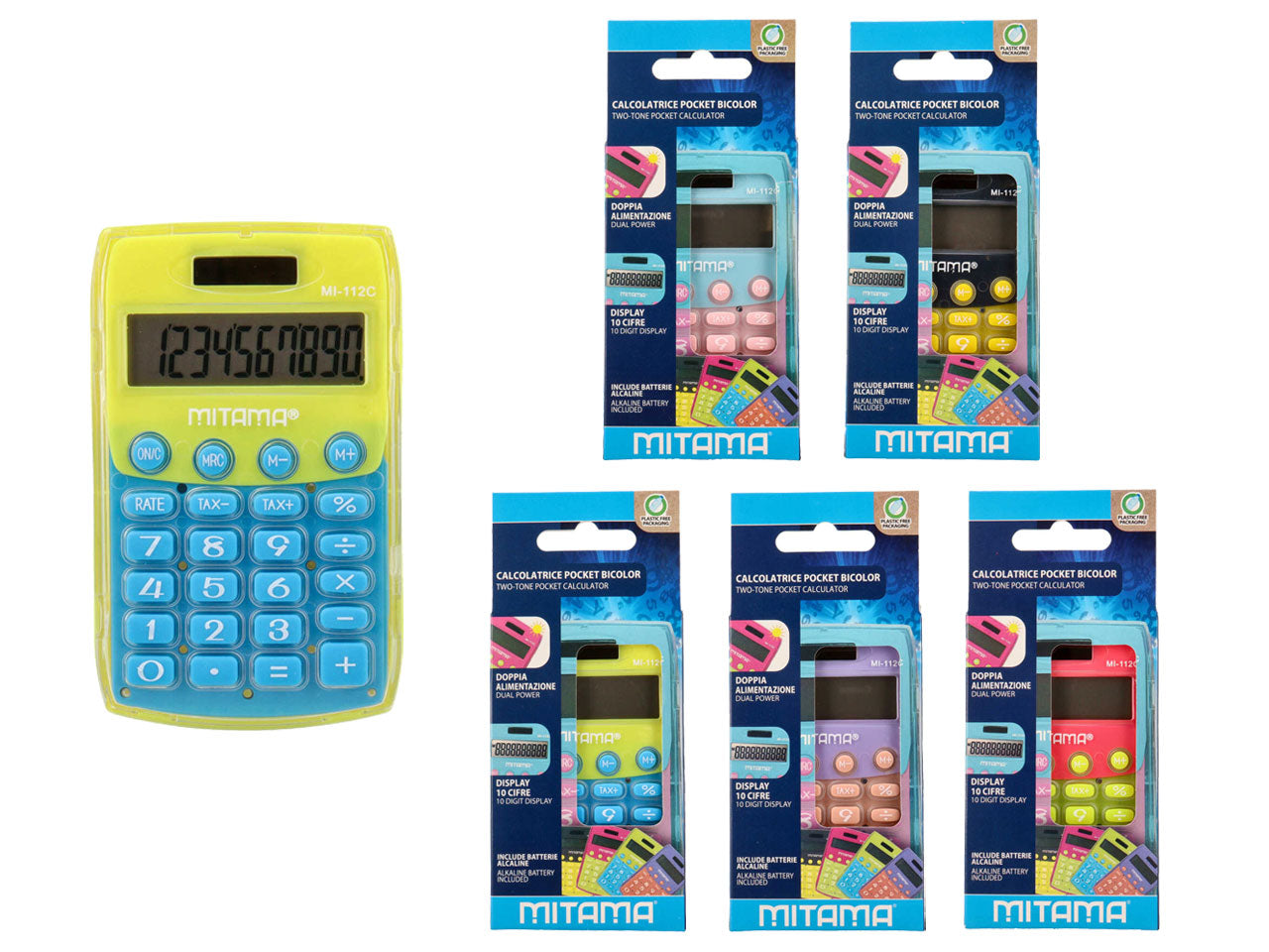 Calcolatrice pocket trendy dual power 10cifre 11x7cm