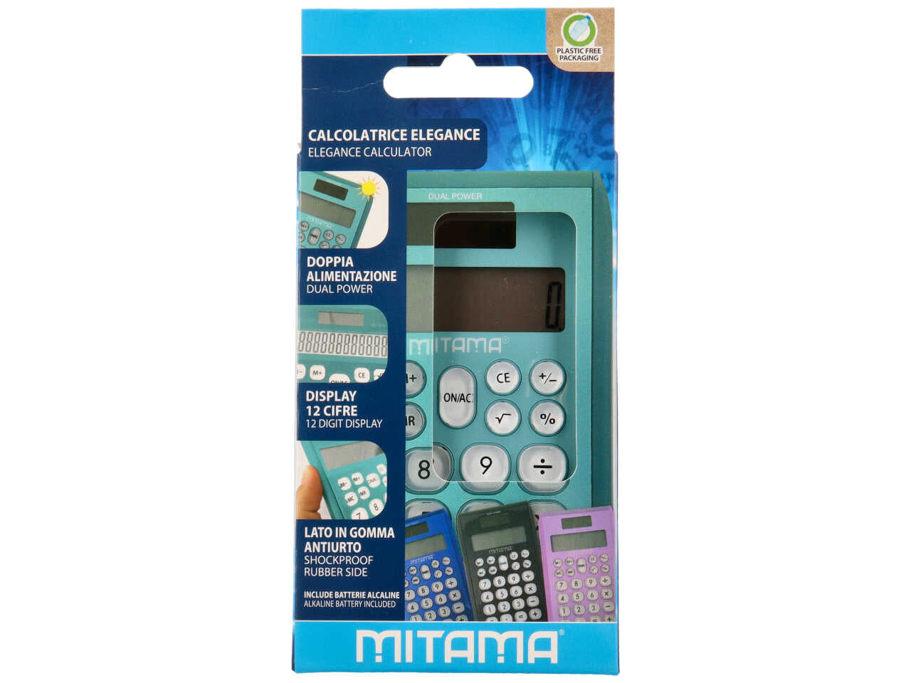 Calcolatrice pocket dual power 12 cifre 7,5x12cm