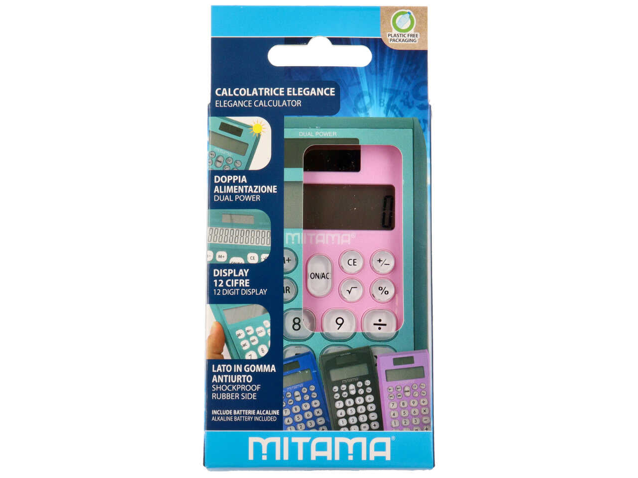 Calcolatrice pocket dual power 12 cifre 7,5x12cm