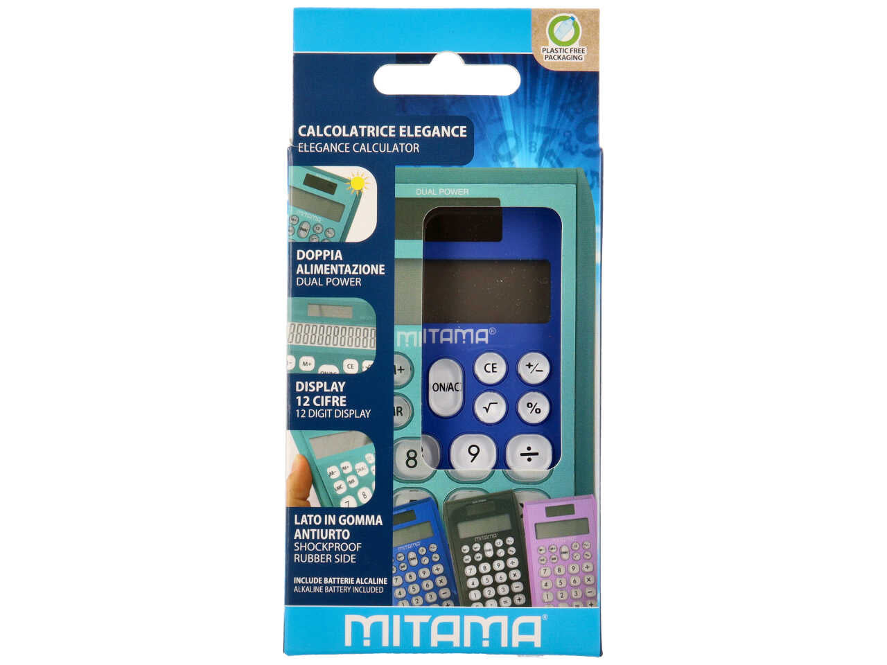 Calcolatrice pocket dual power 12 cifre 7,5x12cm