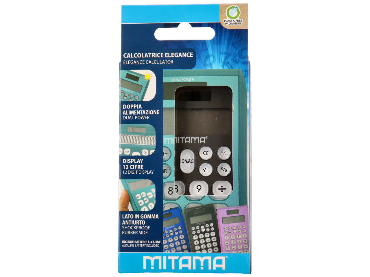 Calcolatrice pocket dual power 12 cifre 7,5x12cm