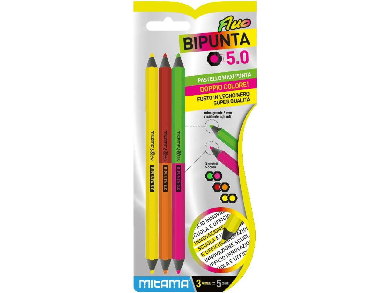 Evidenziatore pastelllo jumbo fluo bipunta 3 pezzi