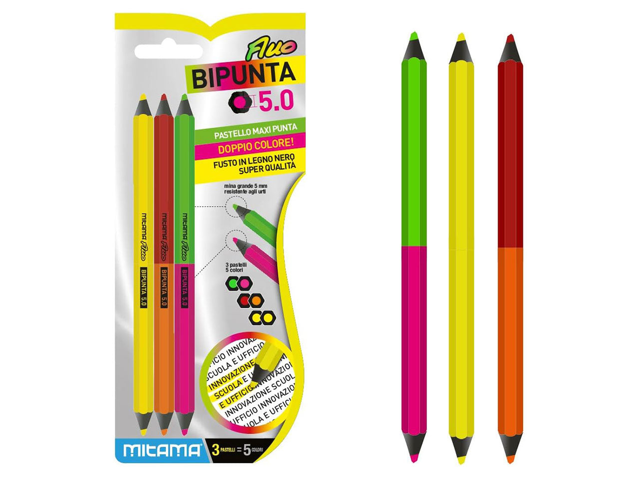 Evidenziatore pastelllo jumbo fluo bipunta 3 pezzi