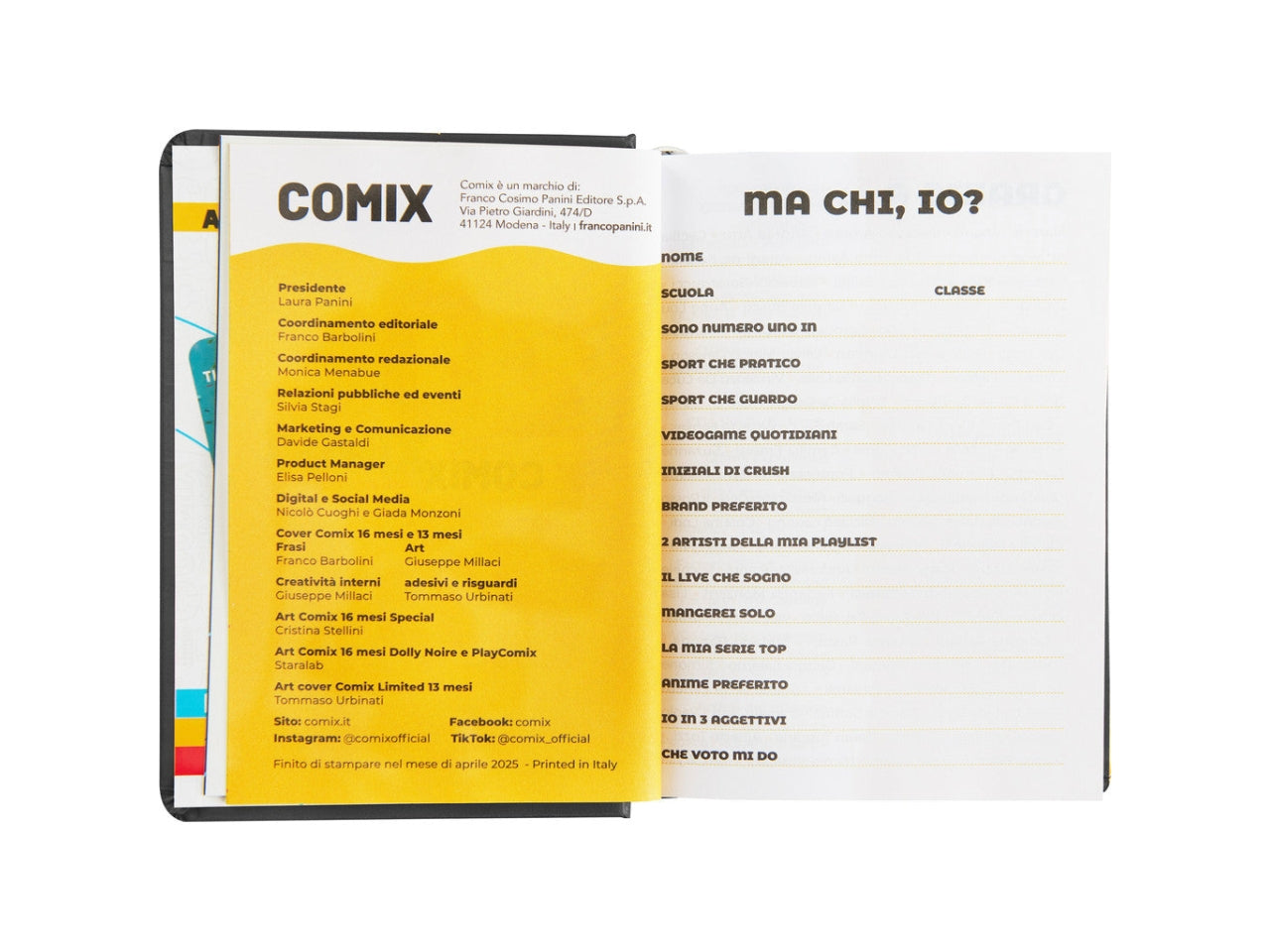 Agenda comix mignon2025/26 16 mesi black&white
