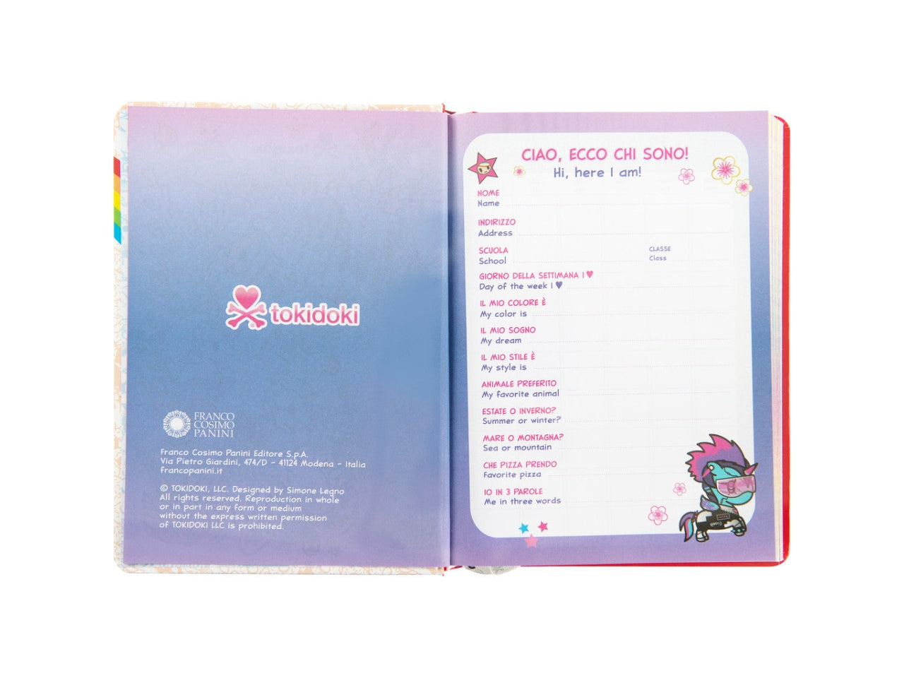 Diario tokidoki standard 2025/26 rosso