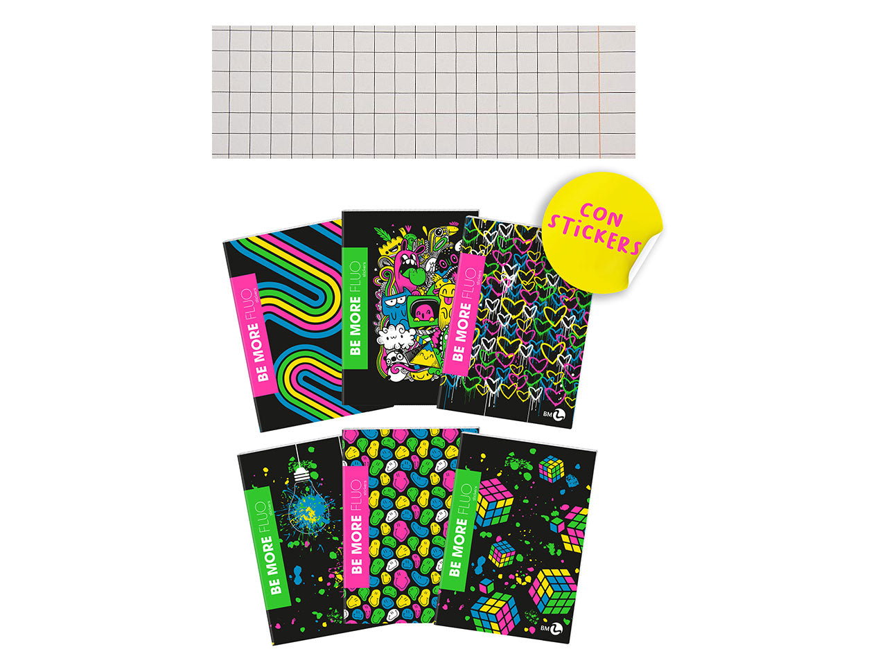 Quaderno maxi fluo 100gr confezione da 10 pezzi rigatura Q con margine
