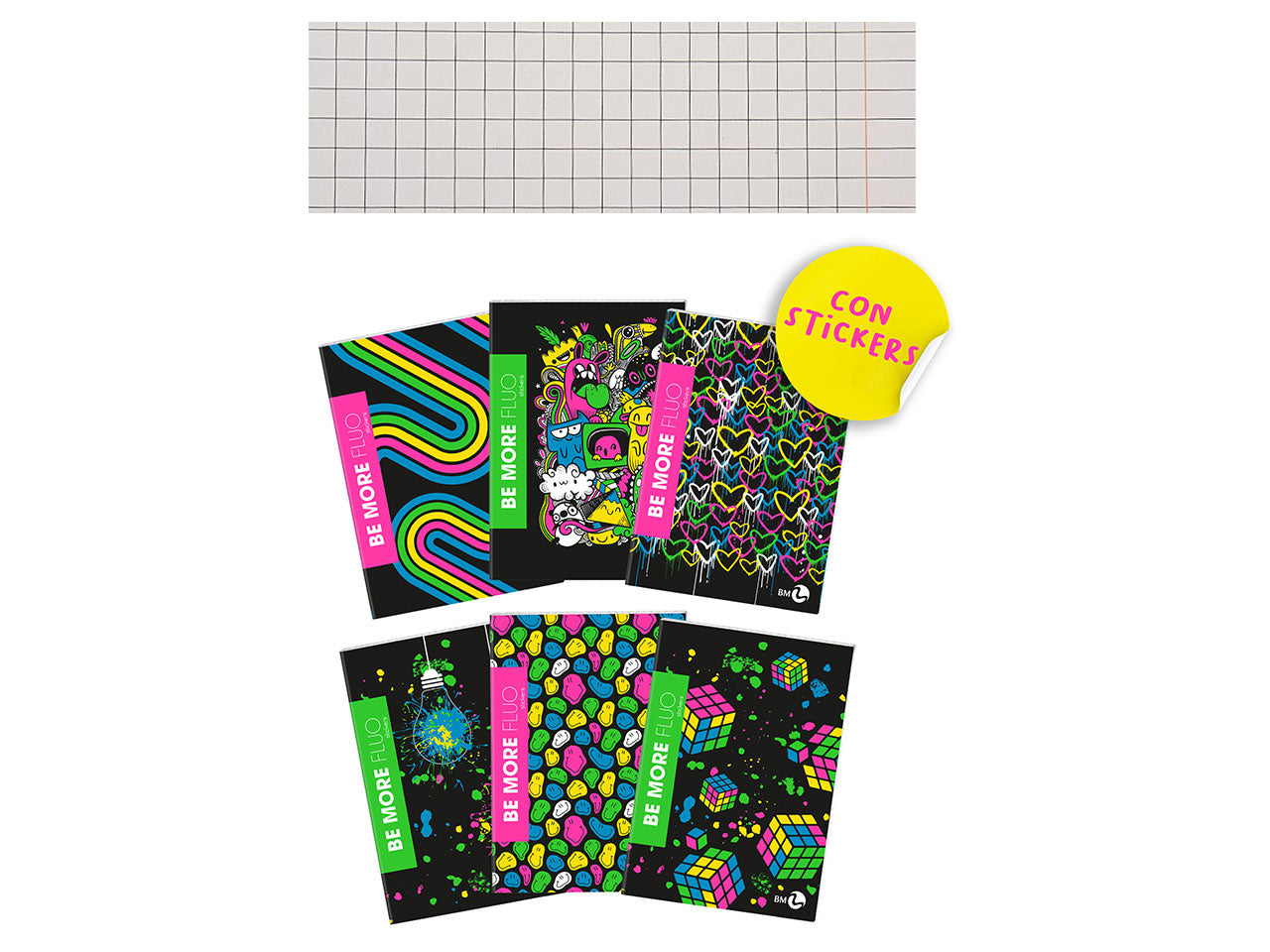 Quaderno maxi fluo 100gr confezione da 10 pezzi rigatura Q con margine