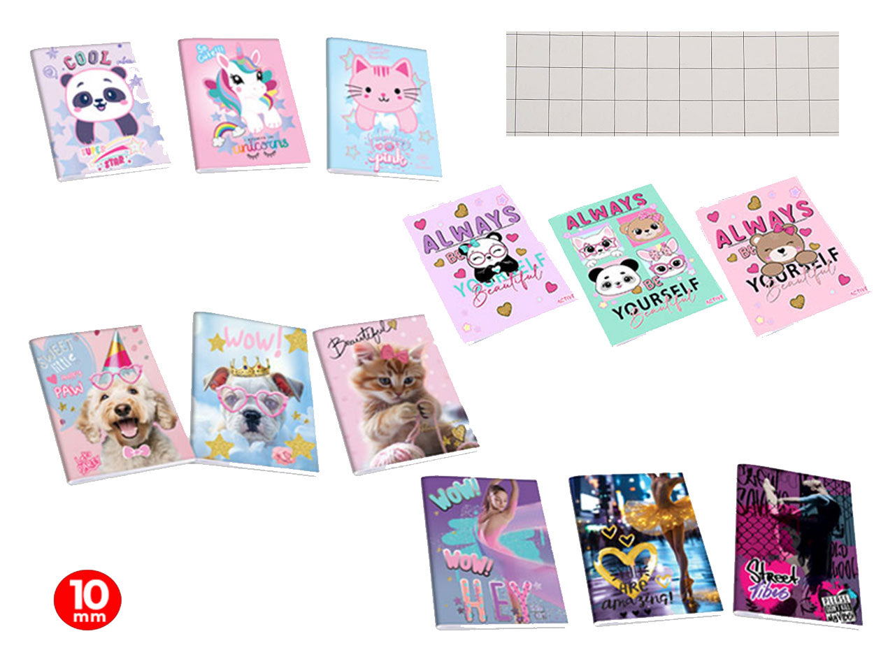 Quaderno maxi active girls 80gr confezione da 10 pezzi 10m