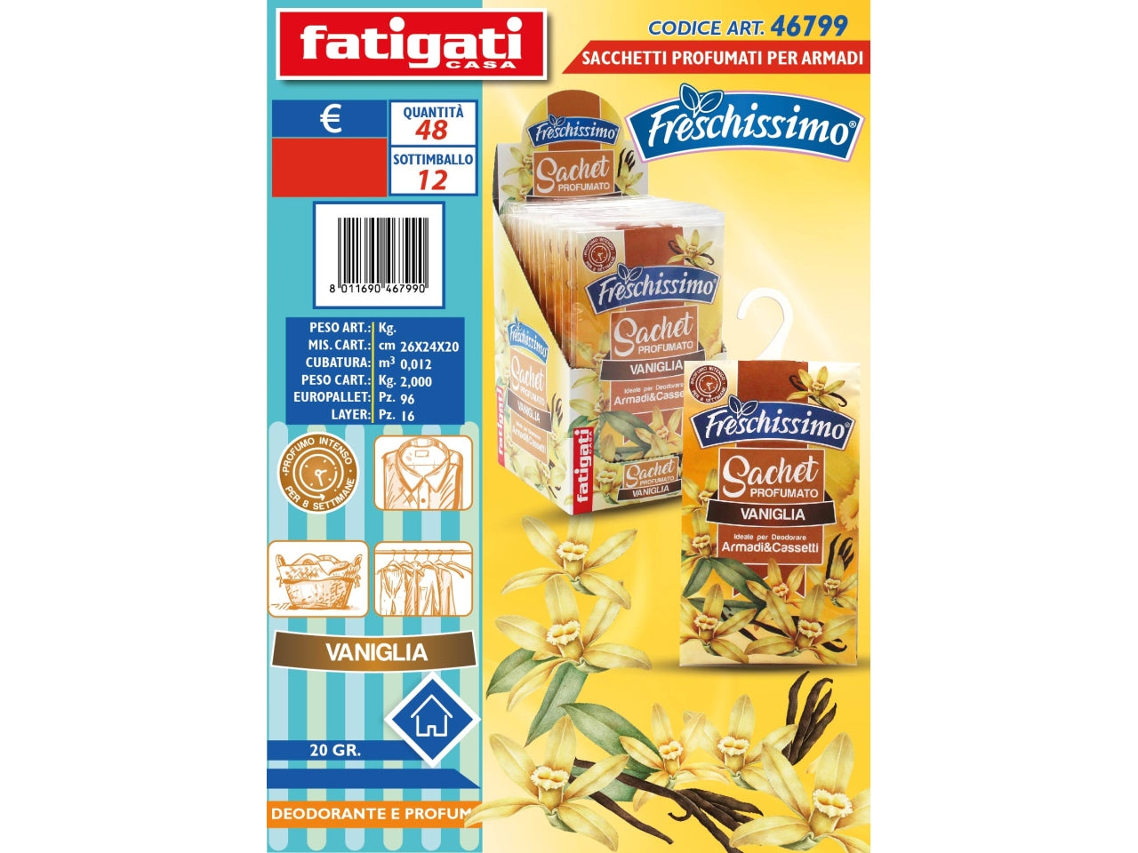 Sacchetti profumati vaniglia per armadi 20gr