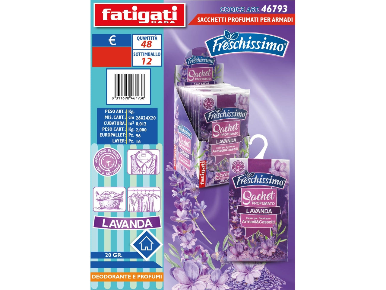 Sacchetti profumati lavanda per armadi 20gr