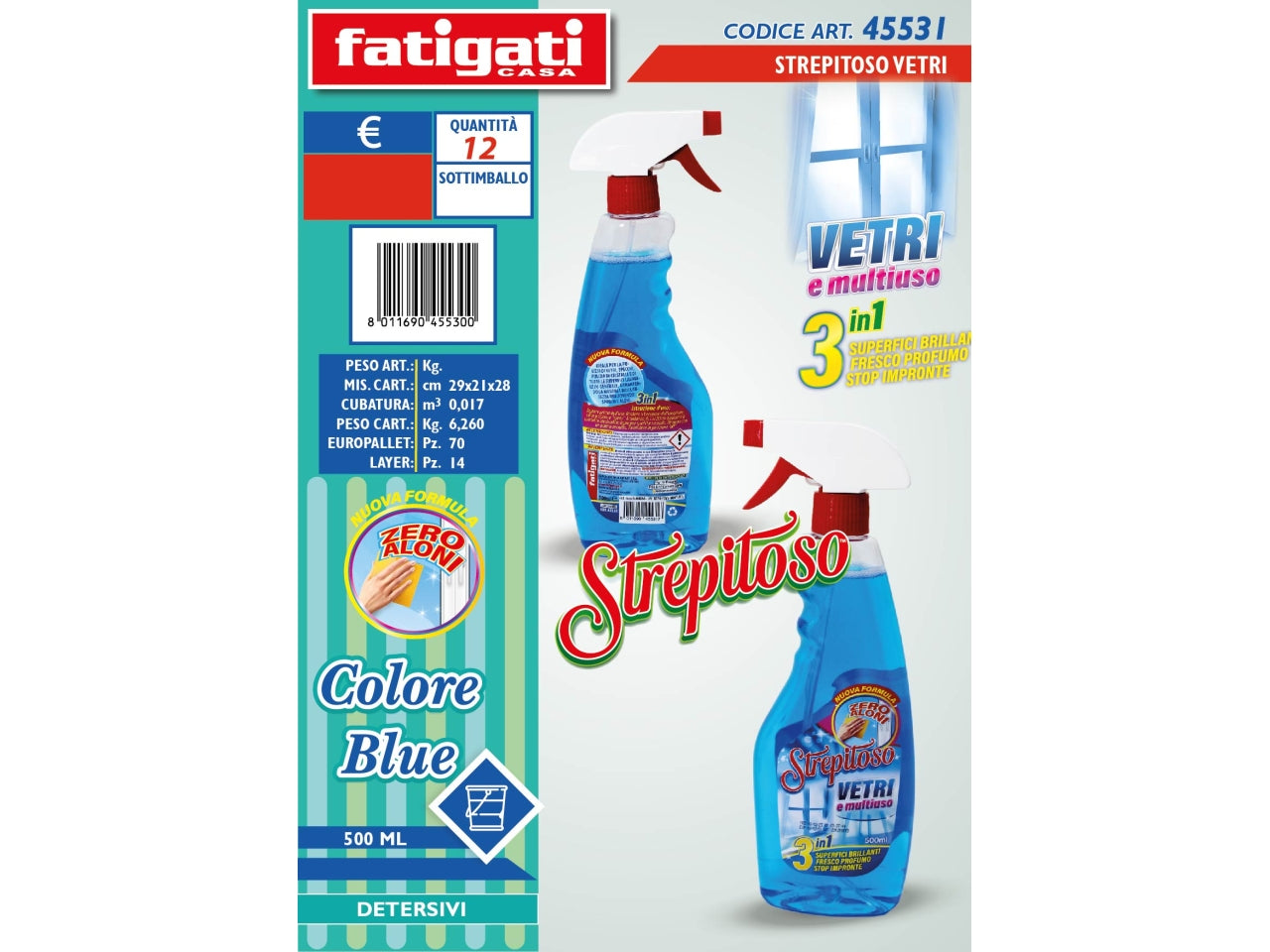 Detergente strepitoso vetri colore blue 500ml