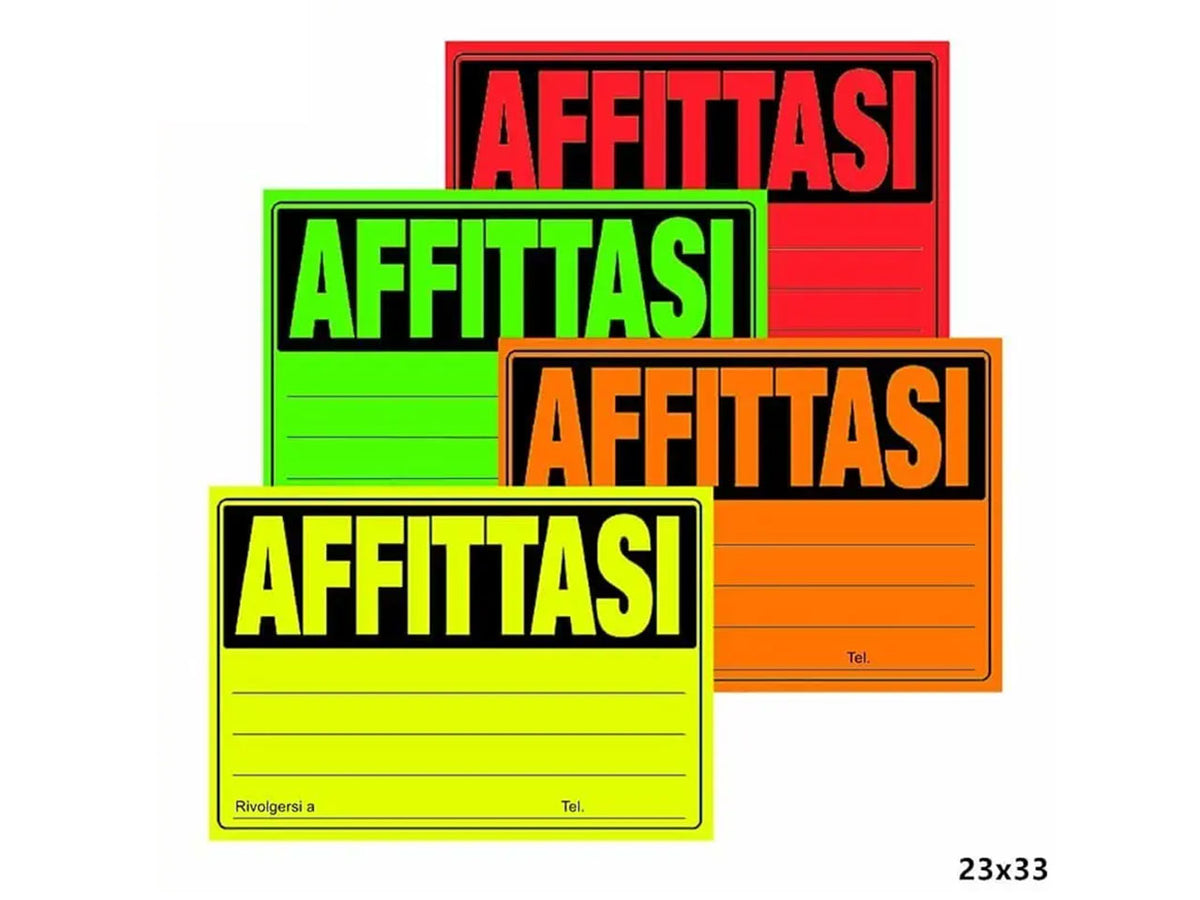 Cartello affittasi in cartoncino fluorescente confezione da 25 pezzi