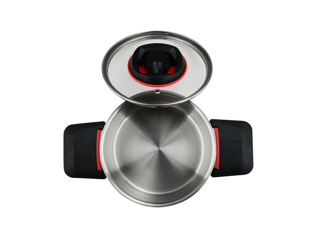 Batteria pentole 6 pezzi composto da casseruole con coperchio16cm, 20cm e 24cm in acciaio inox per piani ad induzione