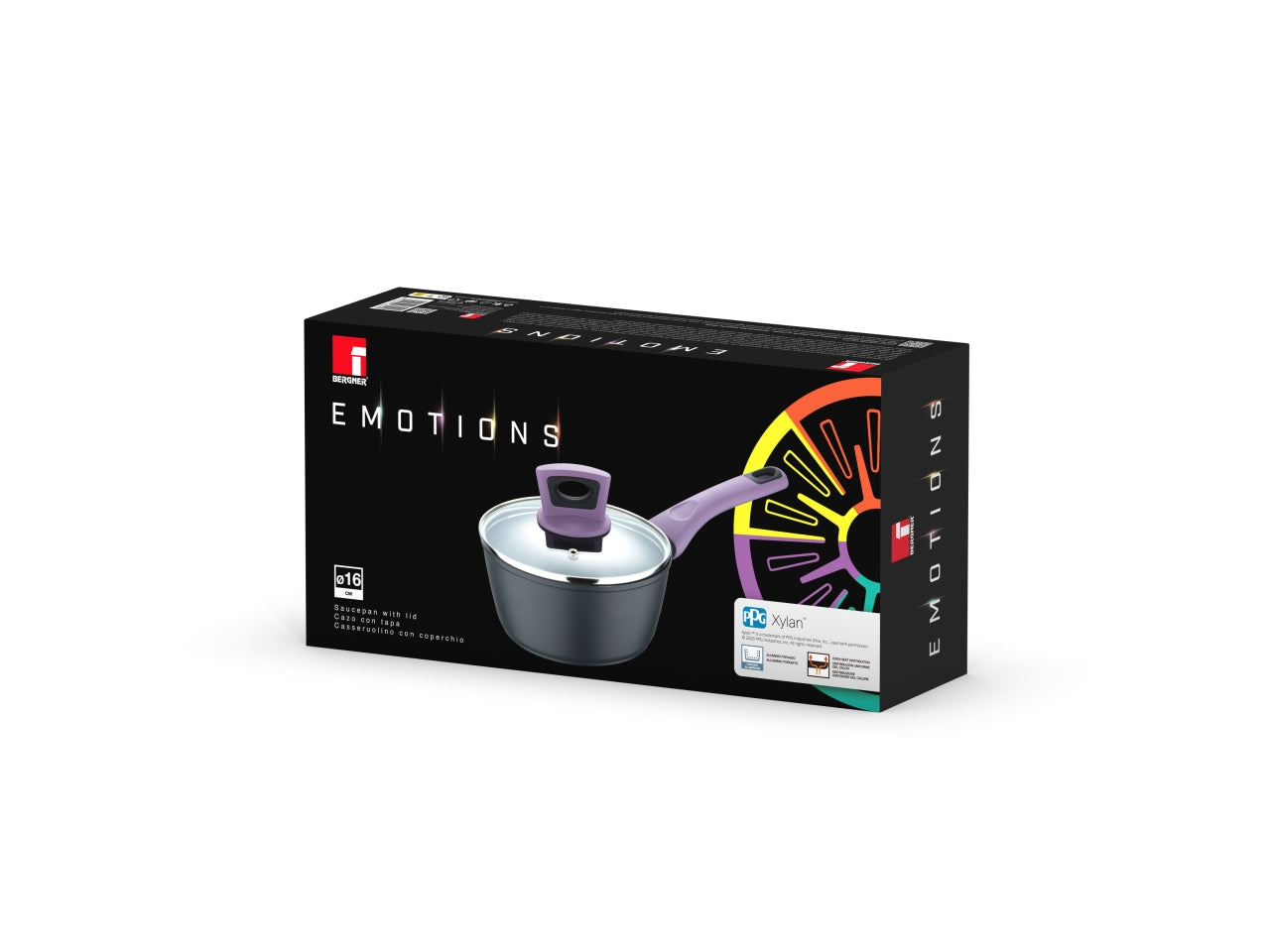 Emotion casseruola in alluminio forgiato 16xh.7,5cm con coperchio, per piani ad induzione