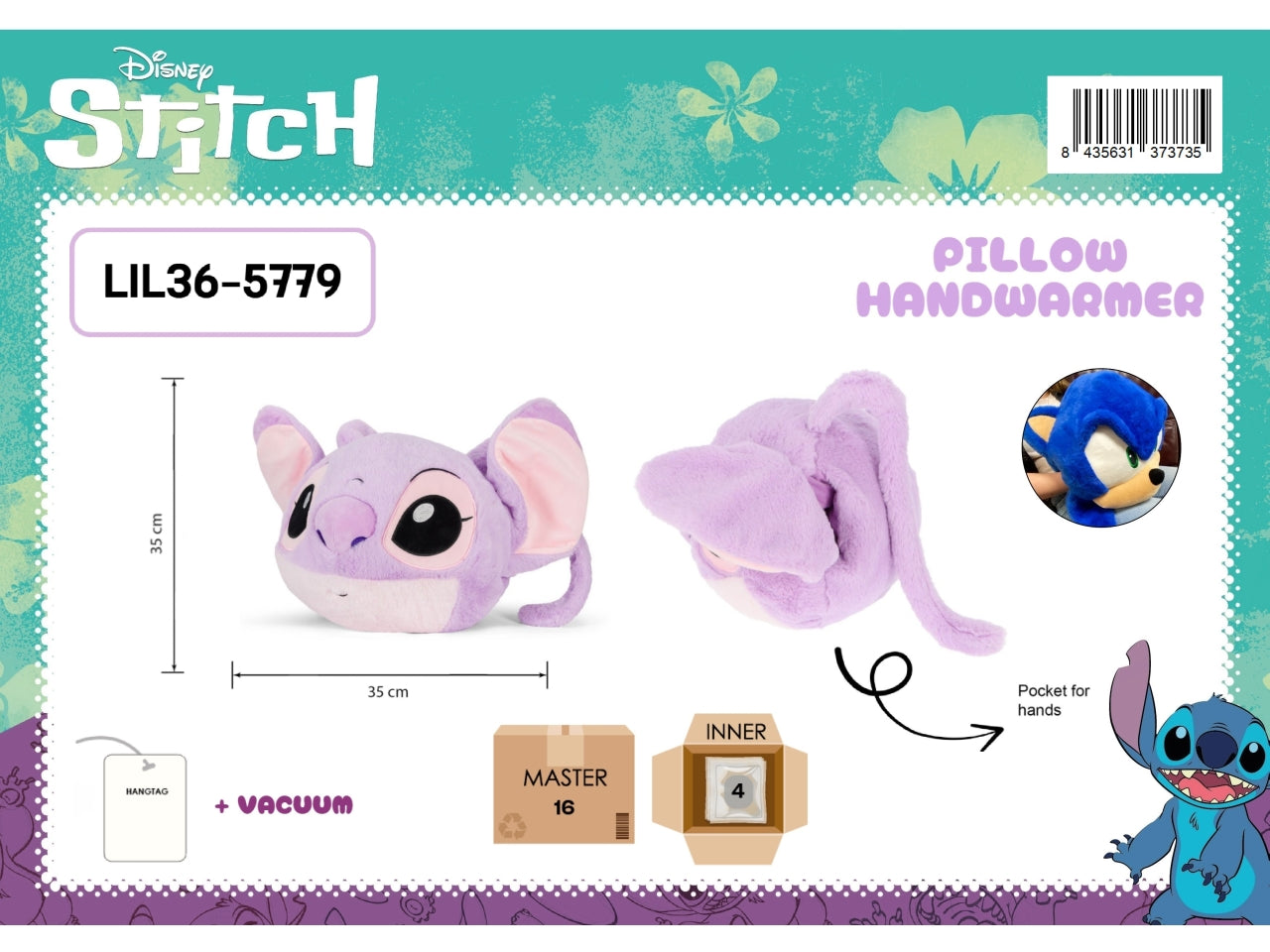 Stitch Girl cuscino scaldamani 35x35cm