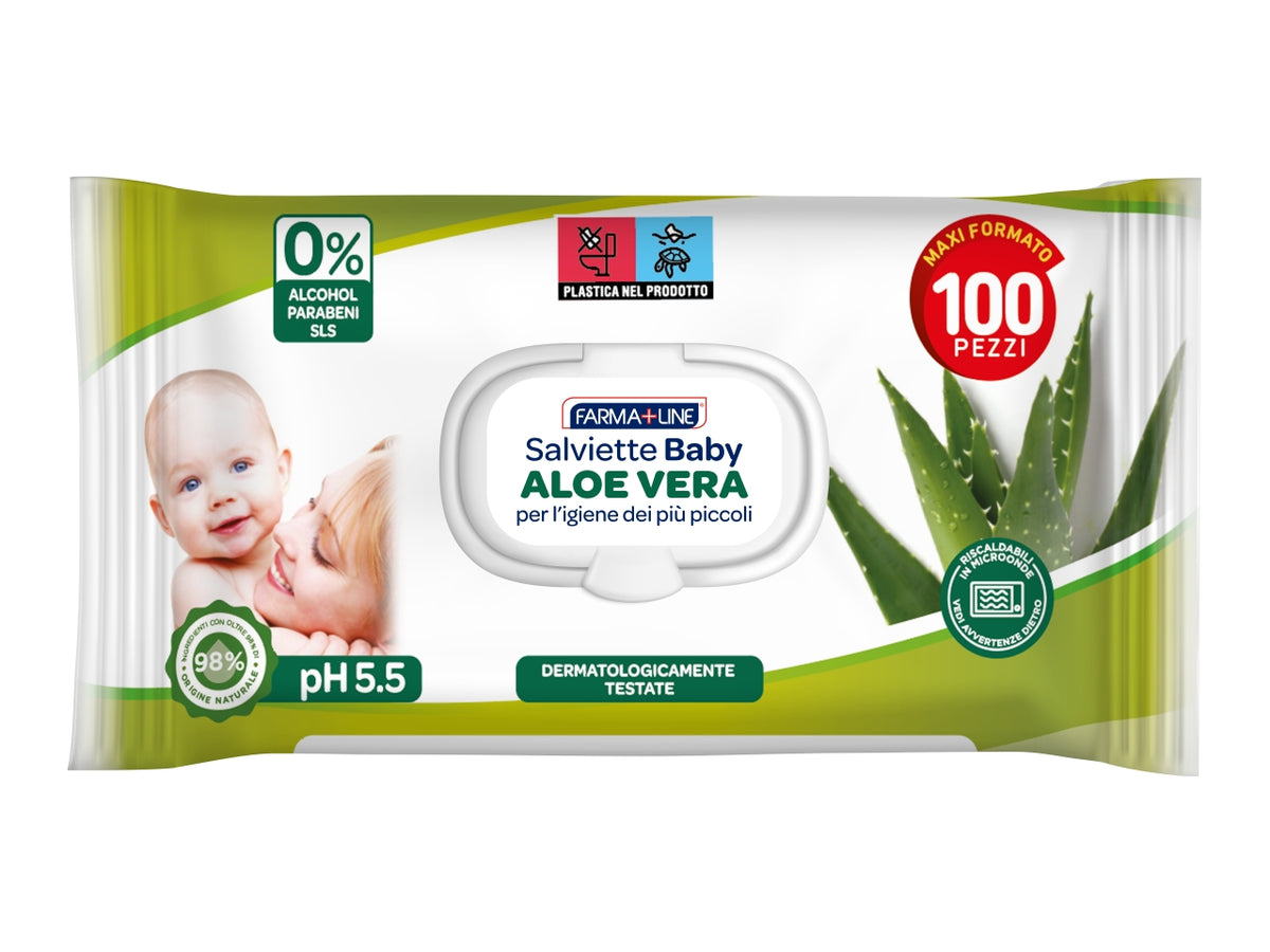 Salviette farma confezione da 100 salviette c/pop baby aloe
