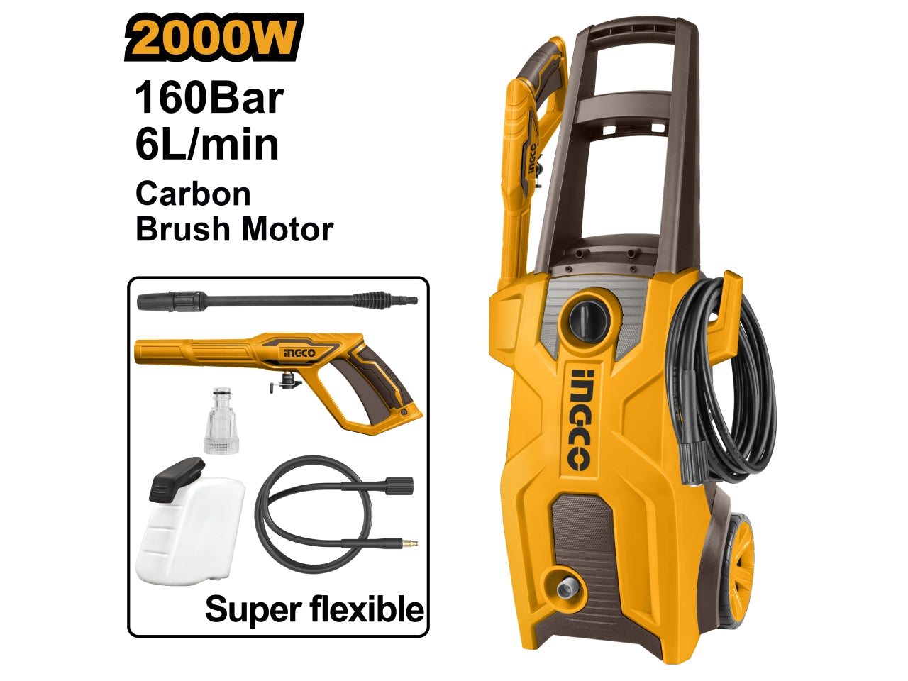 Idropulitrice 2000w 160bar con accessori