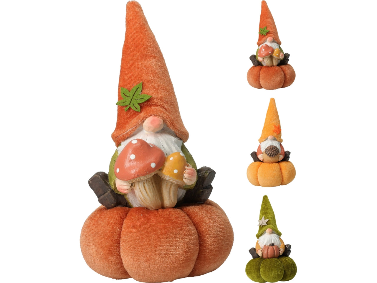 Gnomo su zucca 20cm in tessuto soggetti assortiti