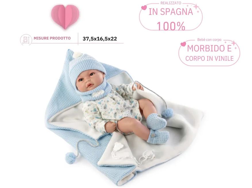 Bambolotto con copertina azzurro 42cm