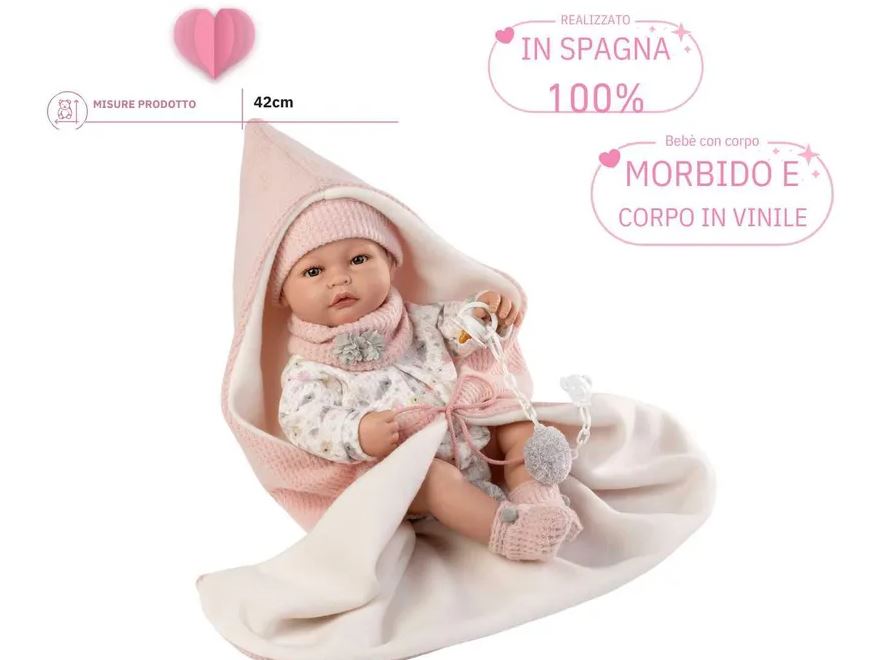 Bambolotto con copertina rosa 42cm