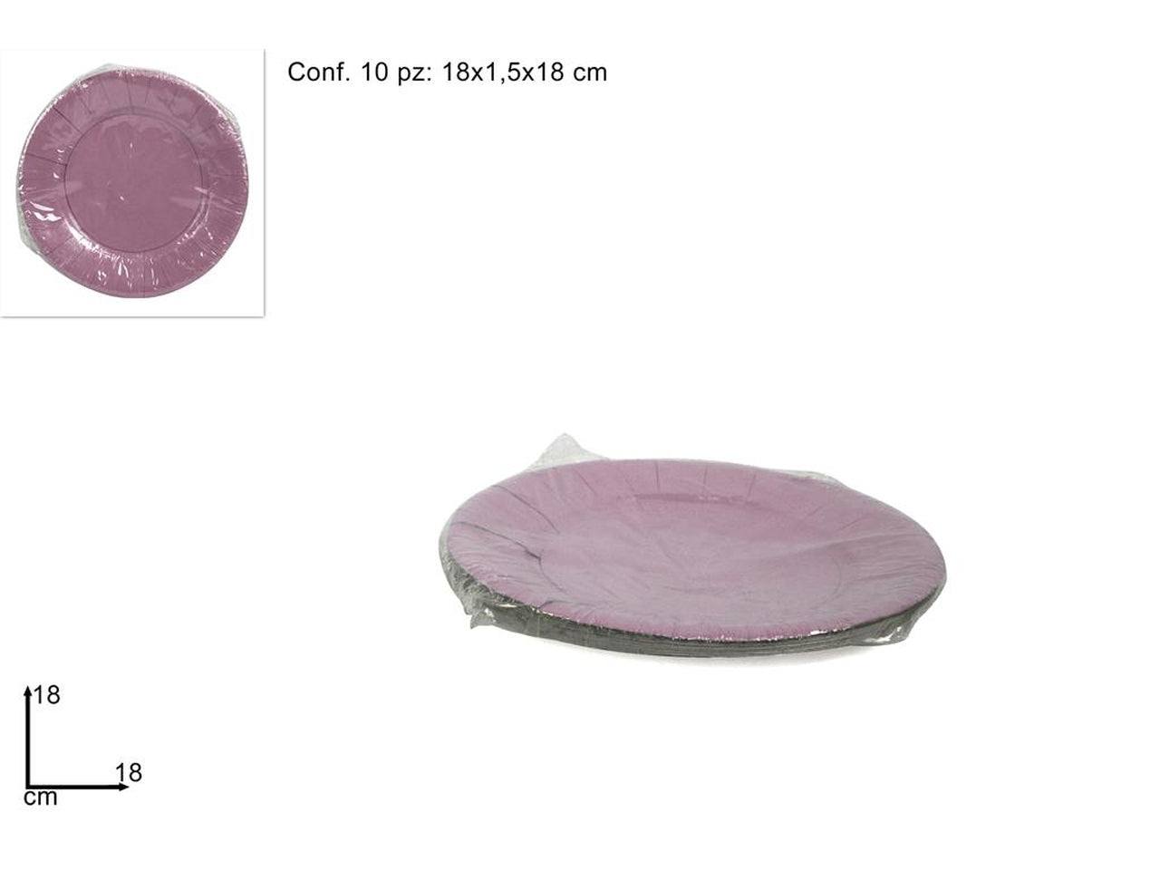 Piatti tondi cartoncino 18cm set da 10 piatti rosa