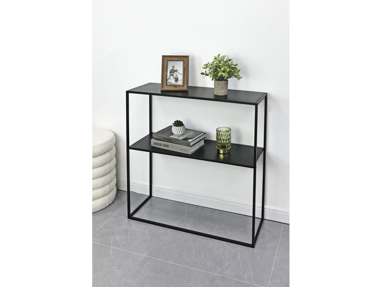 Alrik consolle 2 piani rettangolare nero 78xh.78cm