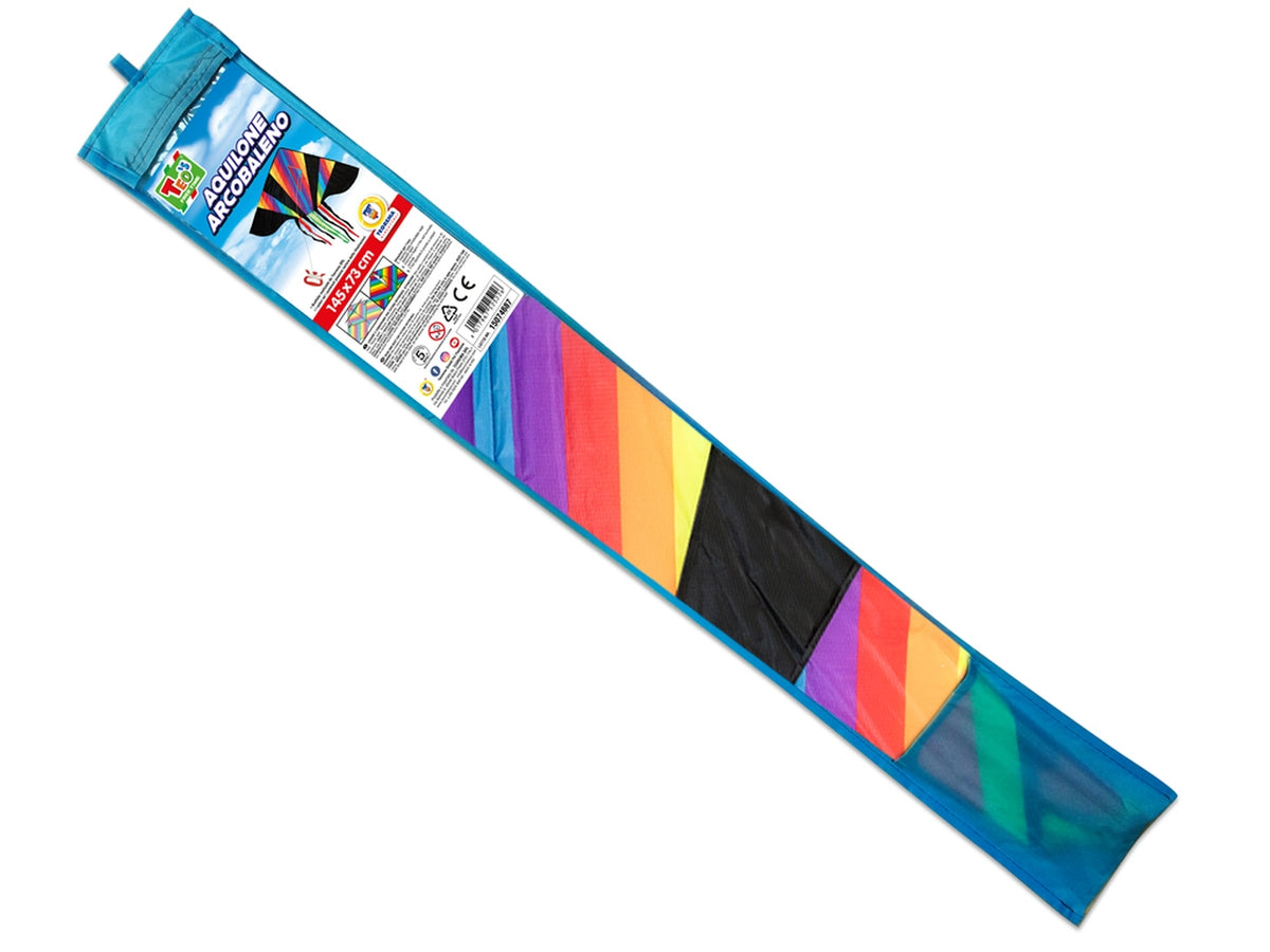 Teo's aquilone arcobaleno con una maniglia