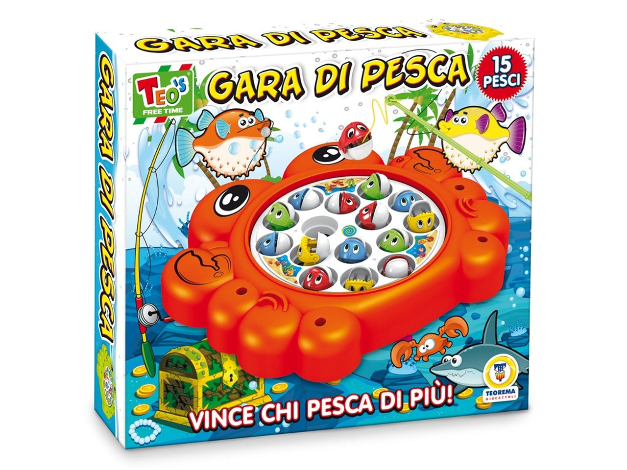 Teo's gioco pesca granchio 15 pesci assortiti ortiti
