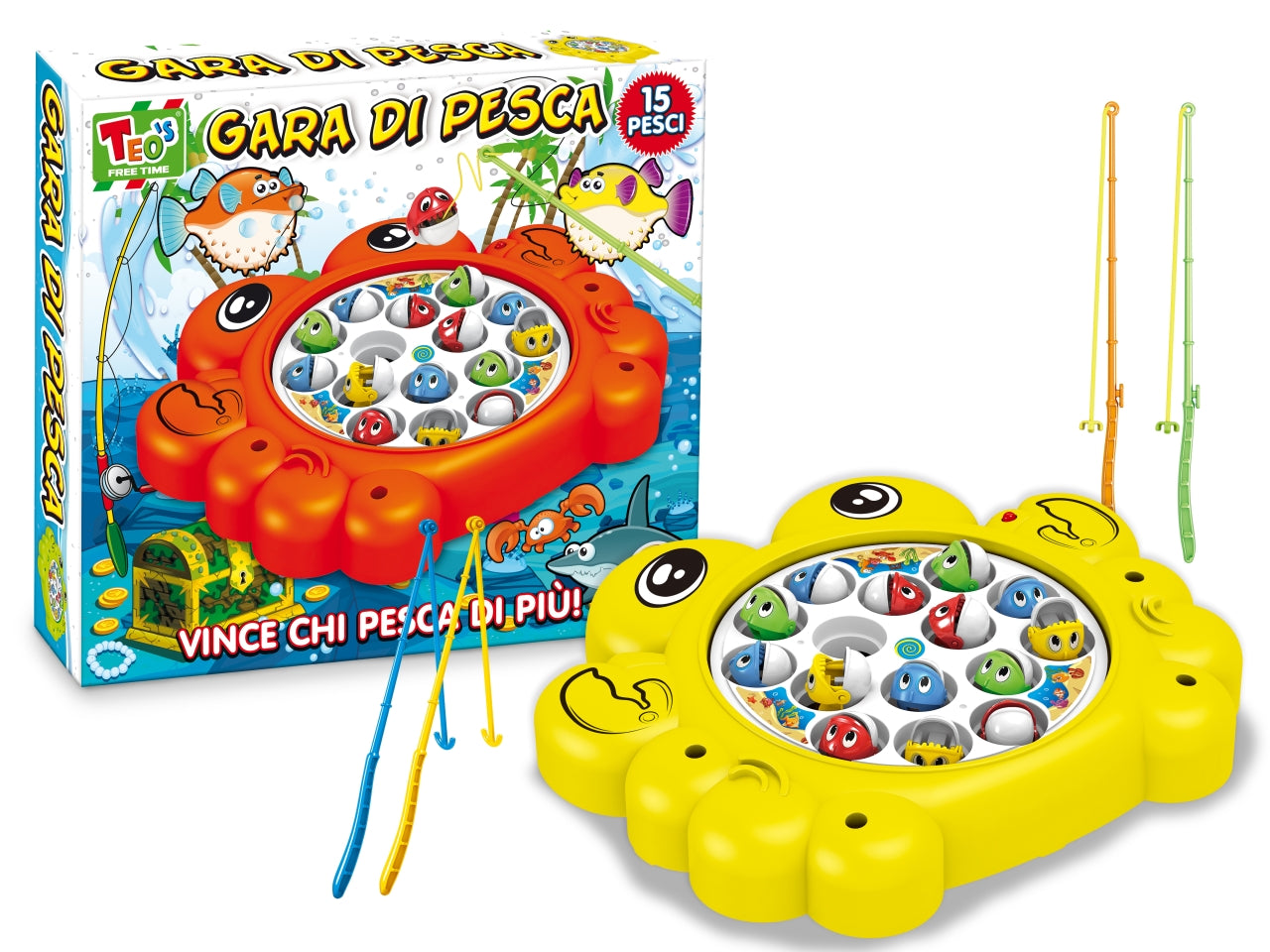 Teo's gioco pesca granchio 15 pesci assortiti ortiti
