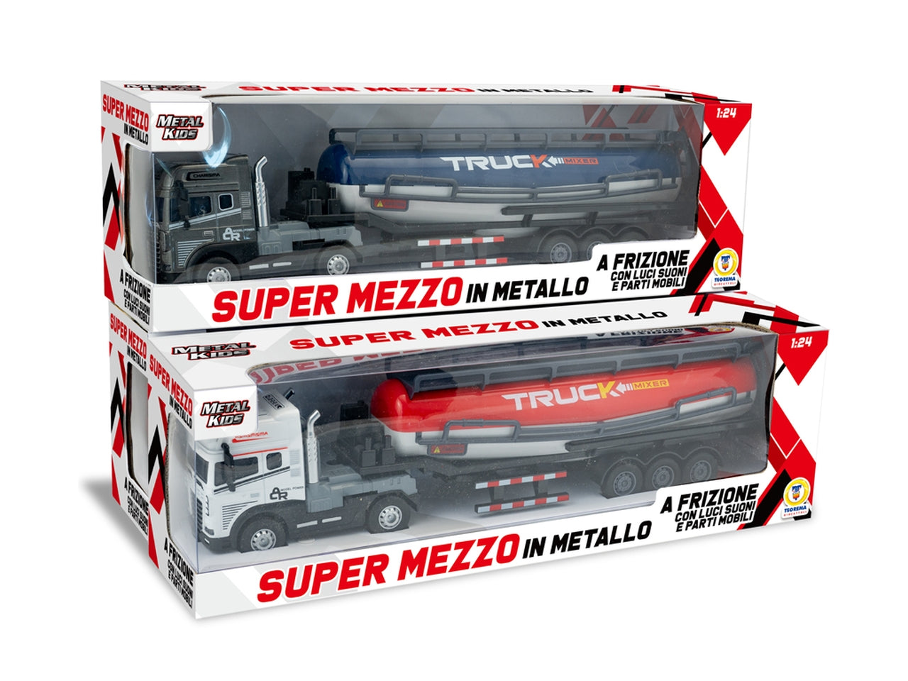 Metal kids tir cisterna a frizione con pile incluse e assortiti ortite di colore