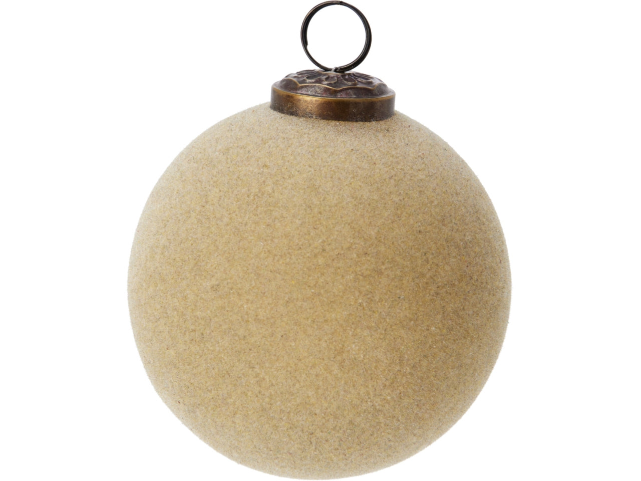 Palla 10cm in vetro floccata beige