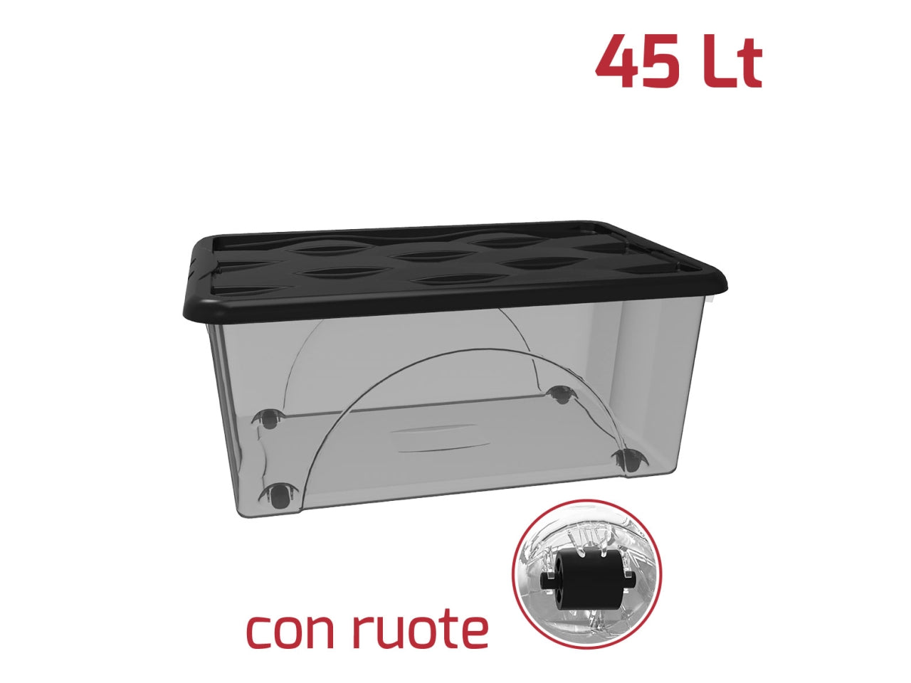 Storage box dune 45lt con ruote fume' + coperchio assortito