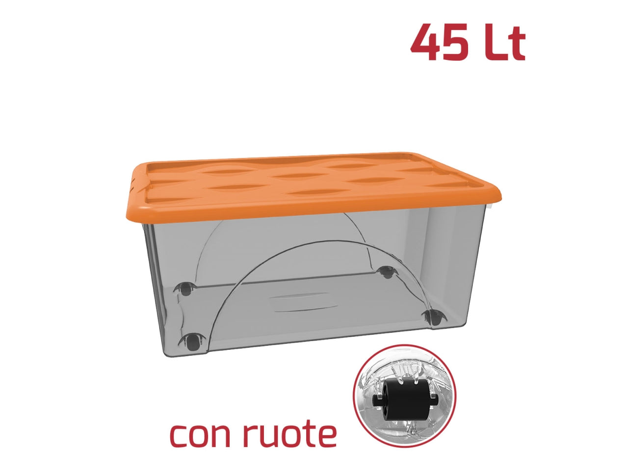 Storage box dune 45lt con ruote fume' + coperchio assortito