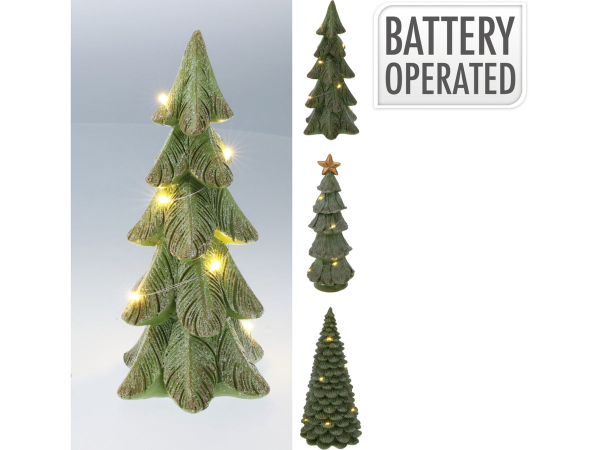 Albero natalizio 21cm verde con led, modelli assortiti