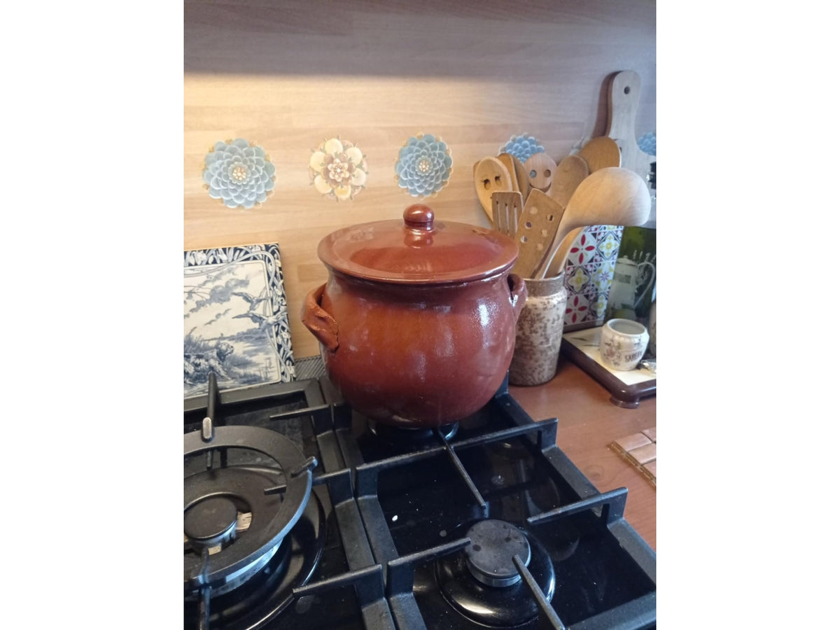 Pentola bombata in terracotta 22cm per cottura in forno