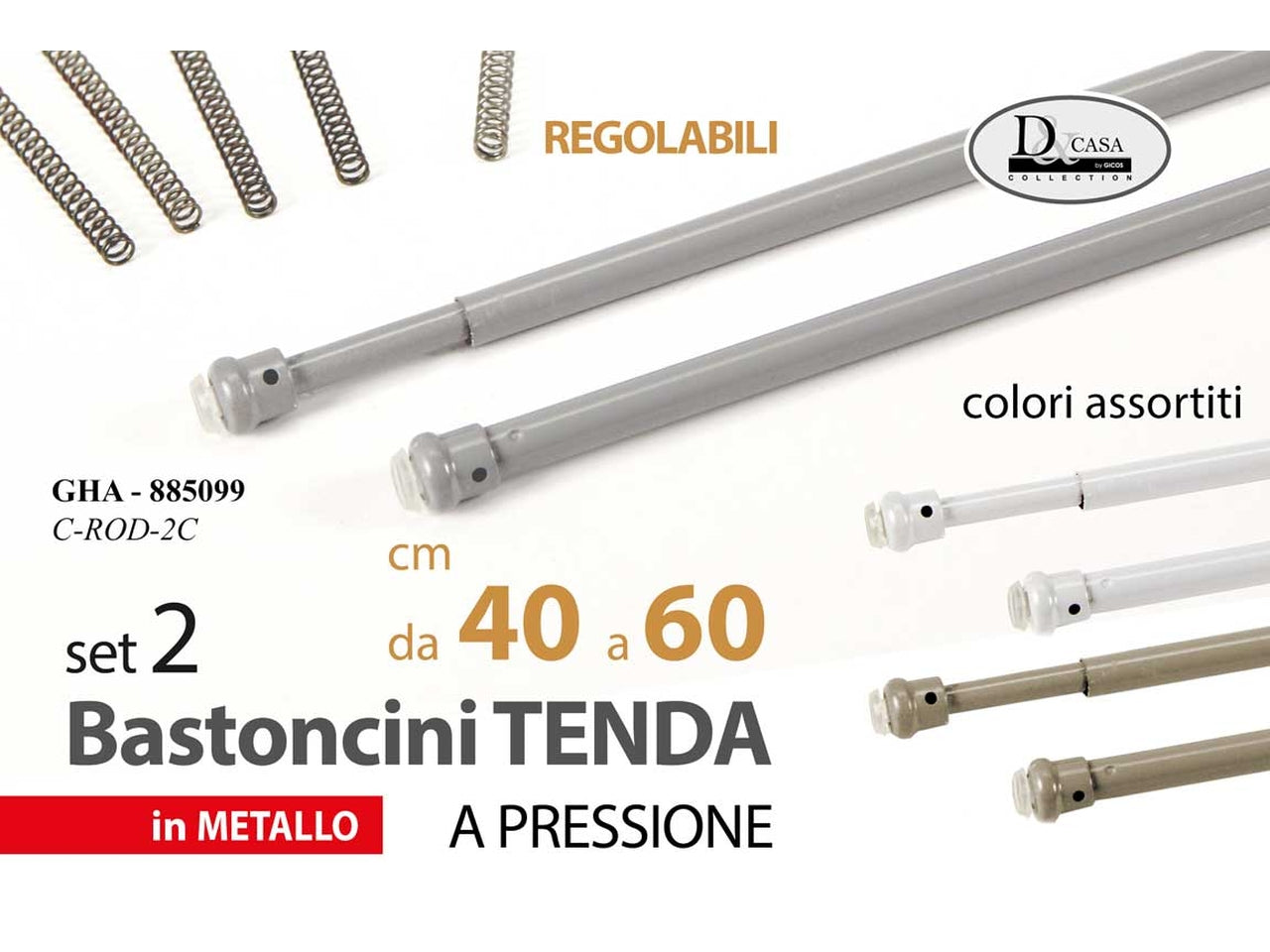 Aste tenda a pressione in metallo da 40 a 60cm assortiti