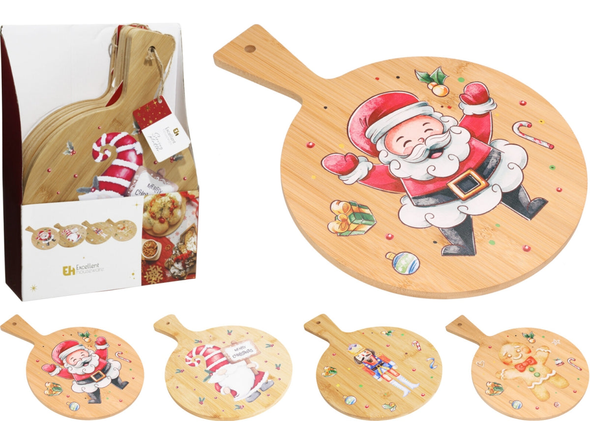 Tagliere natalizio in bambÃ¹ 25cm, fantasie assortite