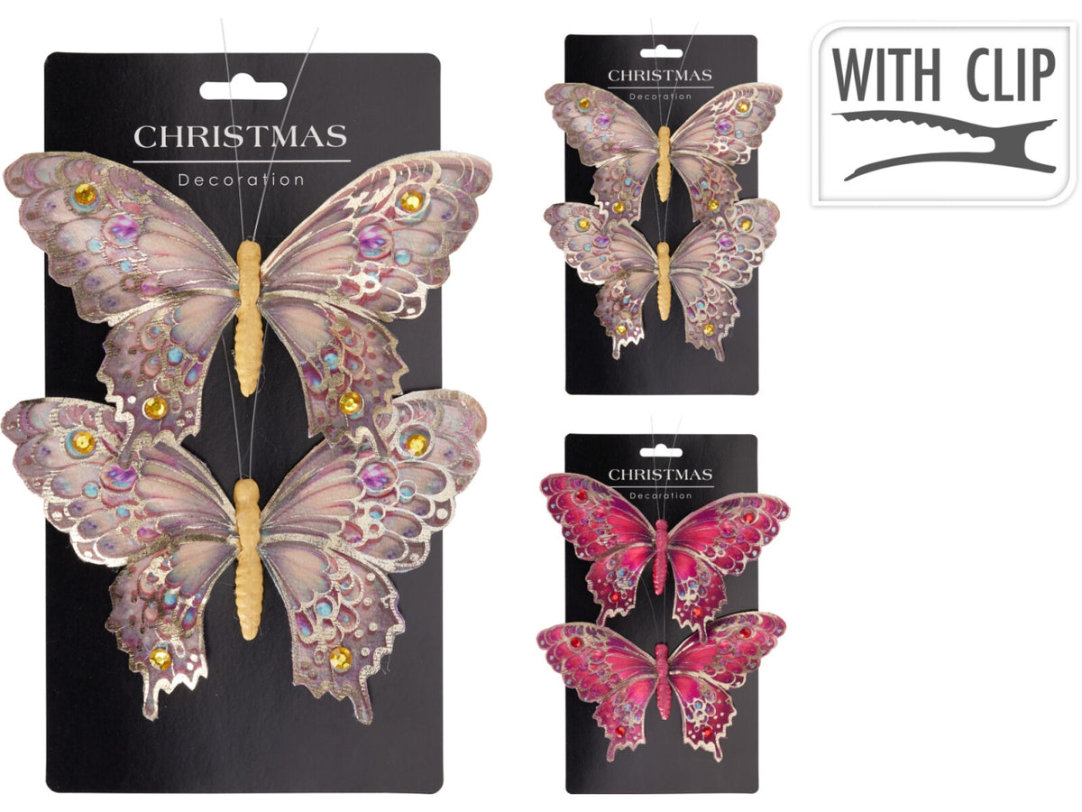 Farfalle con clip 2 pezzi 19cm assortite