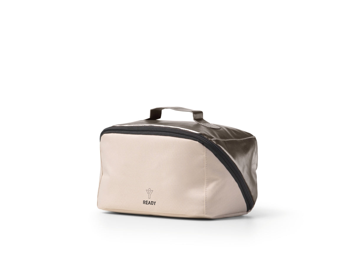 Beauty case da viaggio con zip ready elle bianco-bronzo