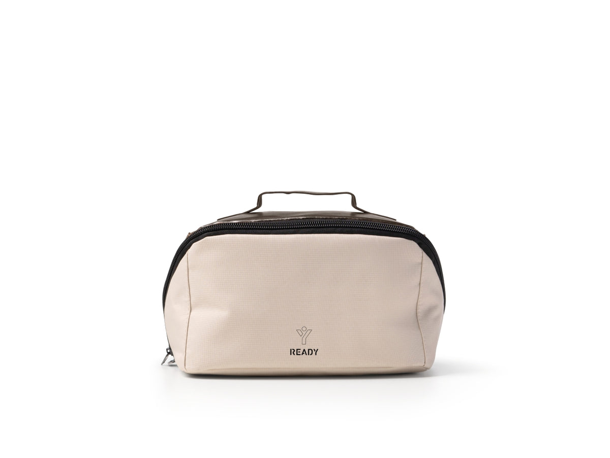 Beauty case da viaggio con zip ready elle bianco-bronzo