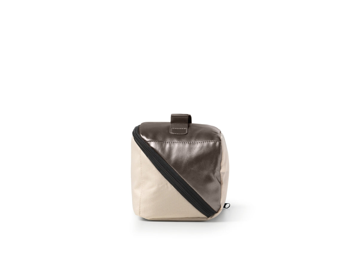 Beauty case da viaggio con zip ready elle bianco-bronzo