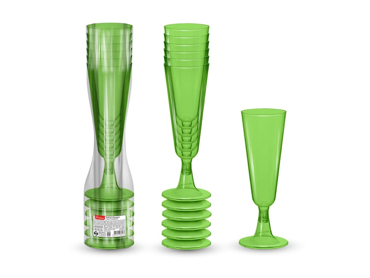 Flute champagne 125ml 6 pezzi verde