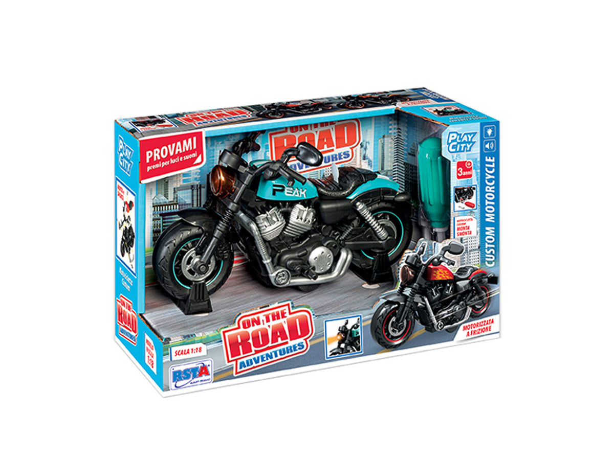 Motocicletta custom a frizione in scala 1:18