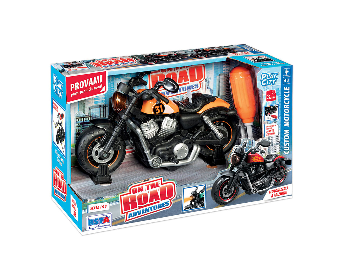 Motocicletta custom a frizione in scala 1:18