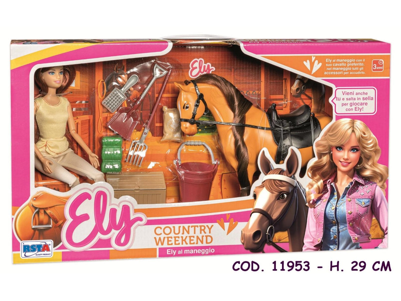 Set bambola ely al maneggio 29cm con cavallo