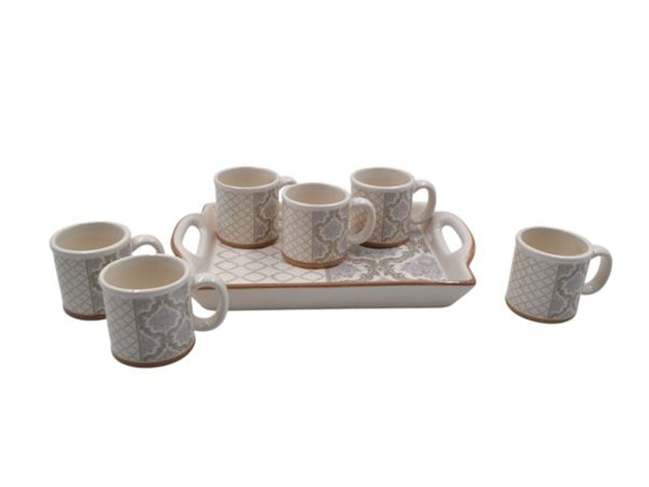 Tazze con vassoio ceamica 22x7cm set da 6 tazze