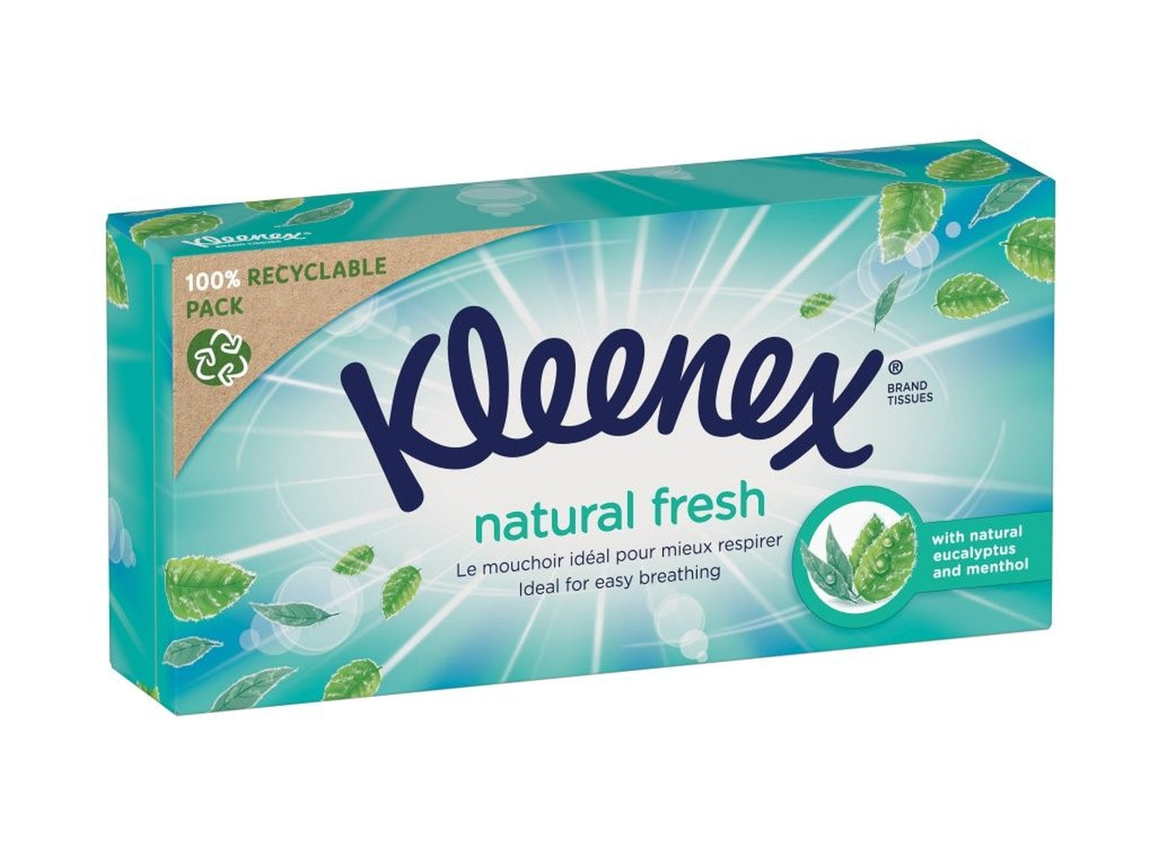 Kleenex fazzoletti veline 3veli natural fresh eucalipto e menta 64 pezzi $