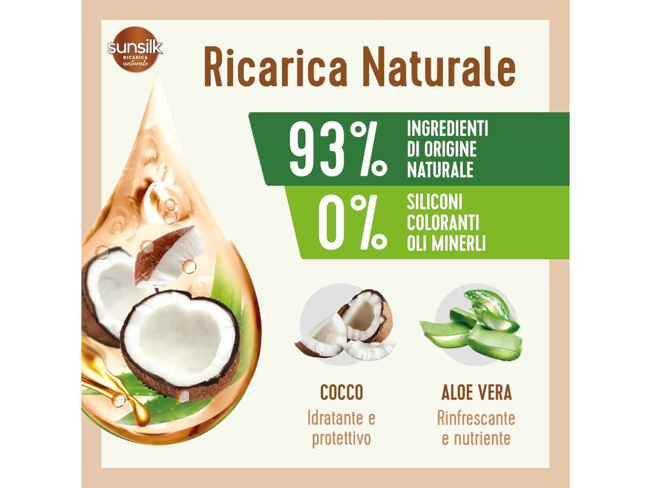 Sunsilk shampoo 250ml cocco e aloe vera per capelli secchi e sfibrati $